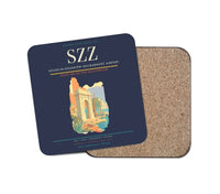 Thumbnail for Szczecin-Goleniów Solidarność Airport (SZZ) design on navy blue 1 piece coaster