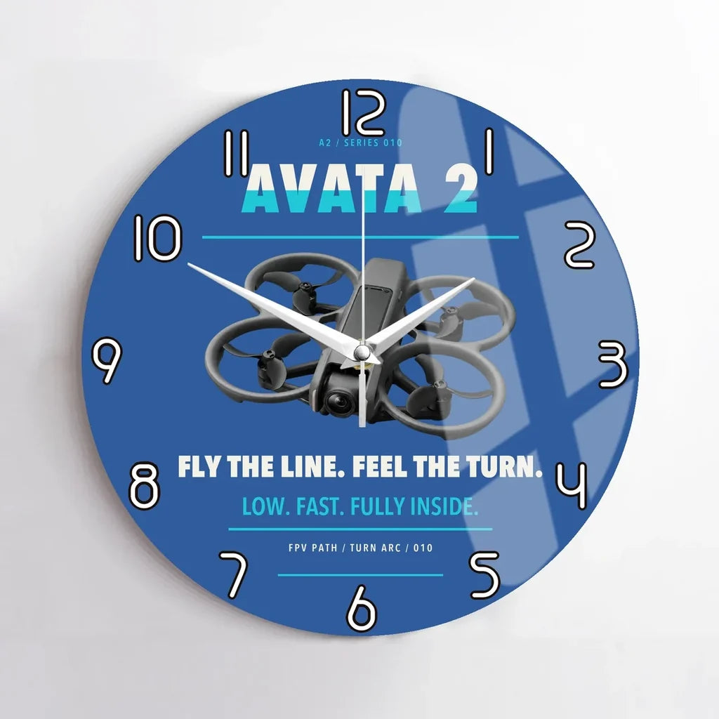 DJI Avata 2 design on blue no frame wall clock