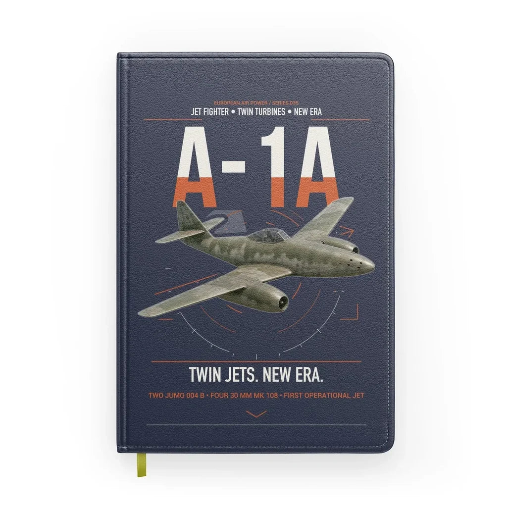 Messerschmitt Me 262A-1a design on navy blue notebook