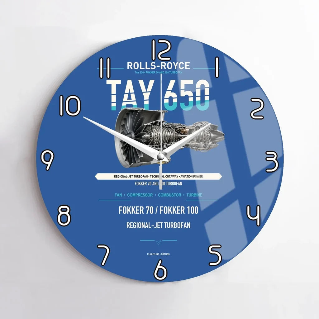 TAY 650 design on blue no frame wall clock