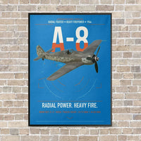 Thumbnail for Focke-Wulf Fw 190A-8 vertical canvas print - framed - turquoise background