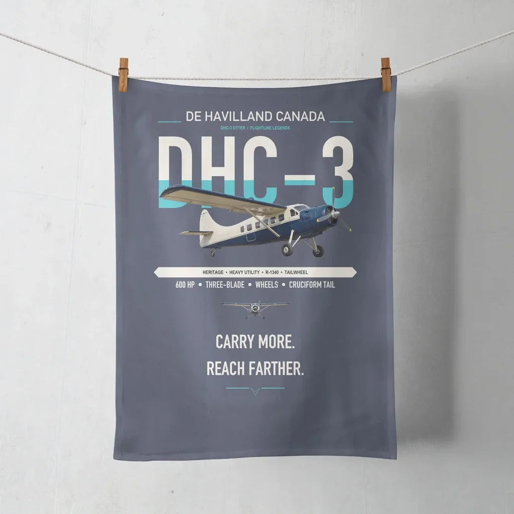 DHC-3 Otter design on navy blue towel