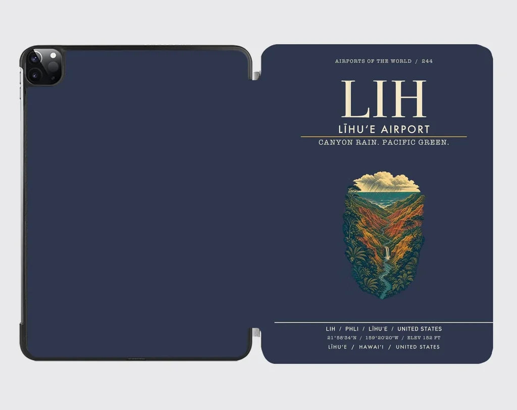 Līhuʻe Airport (LIH) design on navy blue ipad tablet case