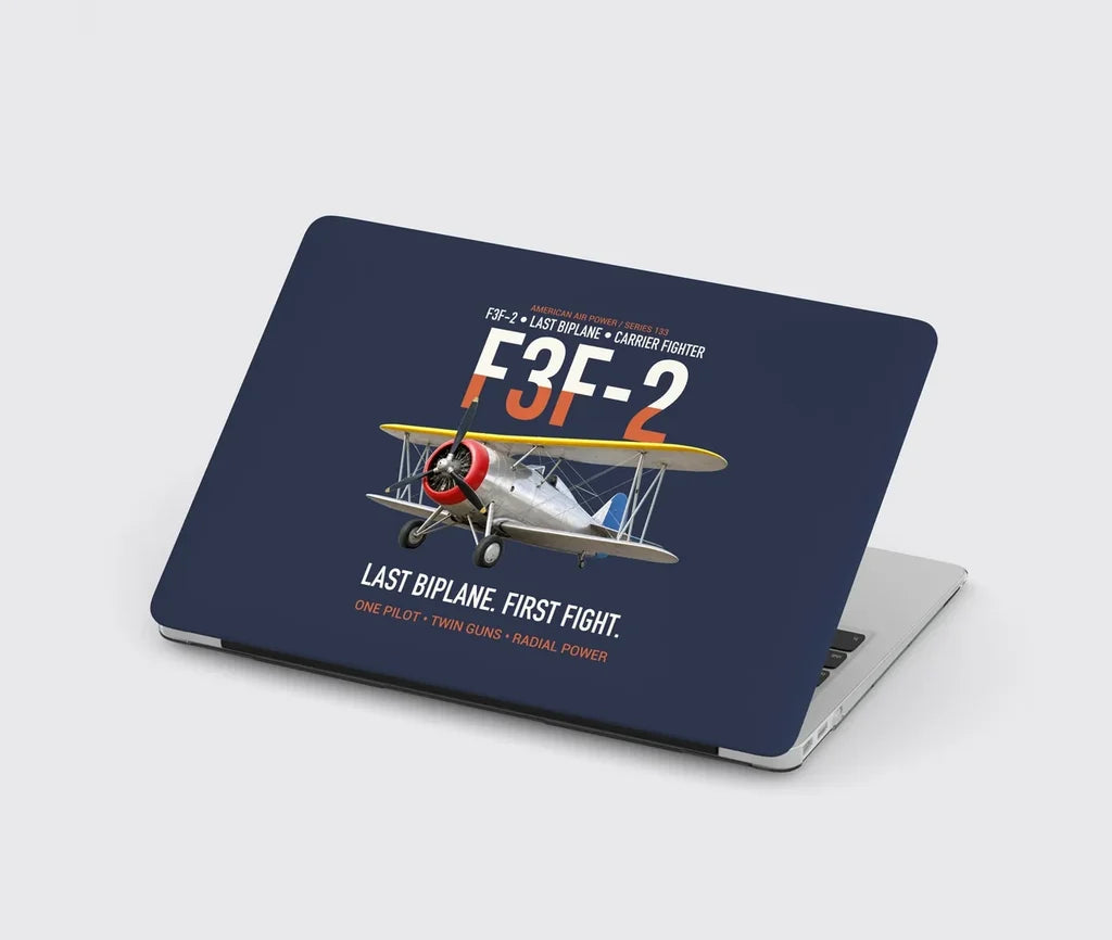 F3F-2 Last Biplane First Fight design on navy blue MacBook case