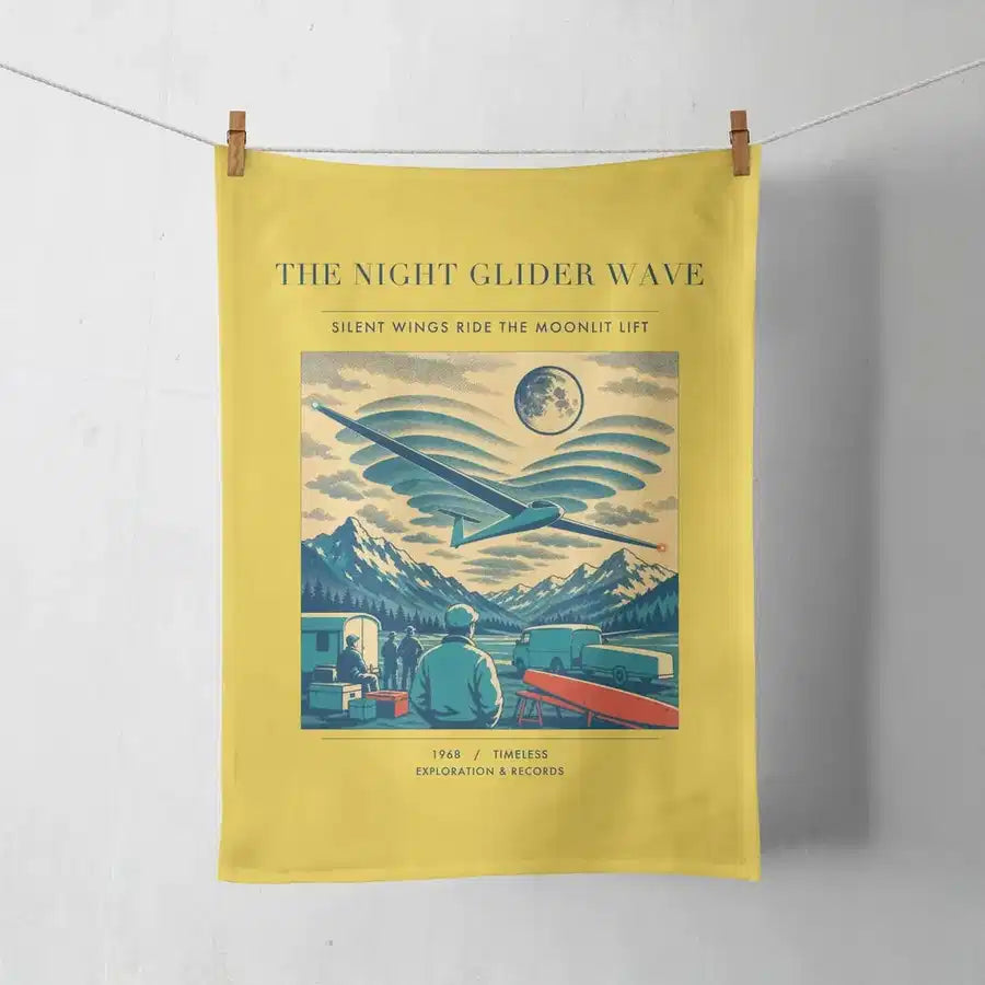 VINTAGE G4473 - The Night Glider Wave - Designed Towels design on yellow