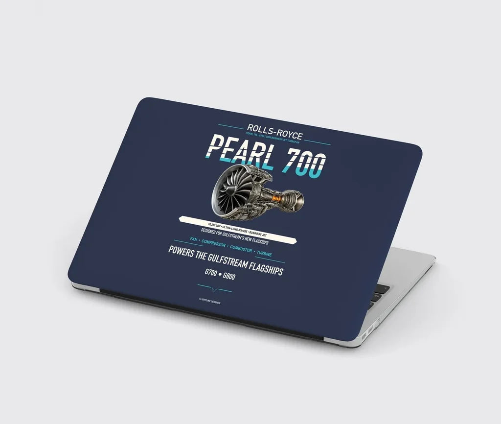 PEARL 700 design on navy blue MacBook case