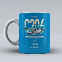 Thumbnail for Cessna 206 Stationair design on turquoise ceramic mug, double-side print