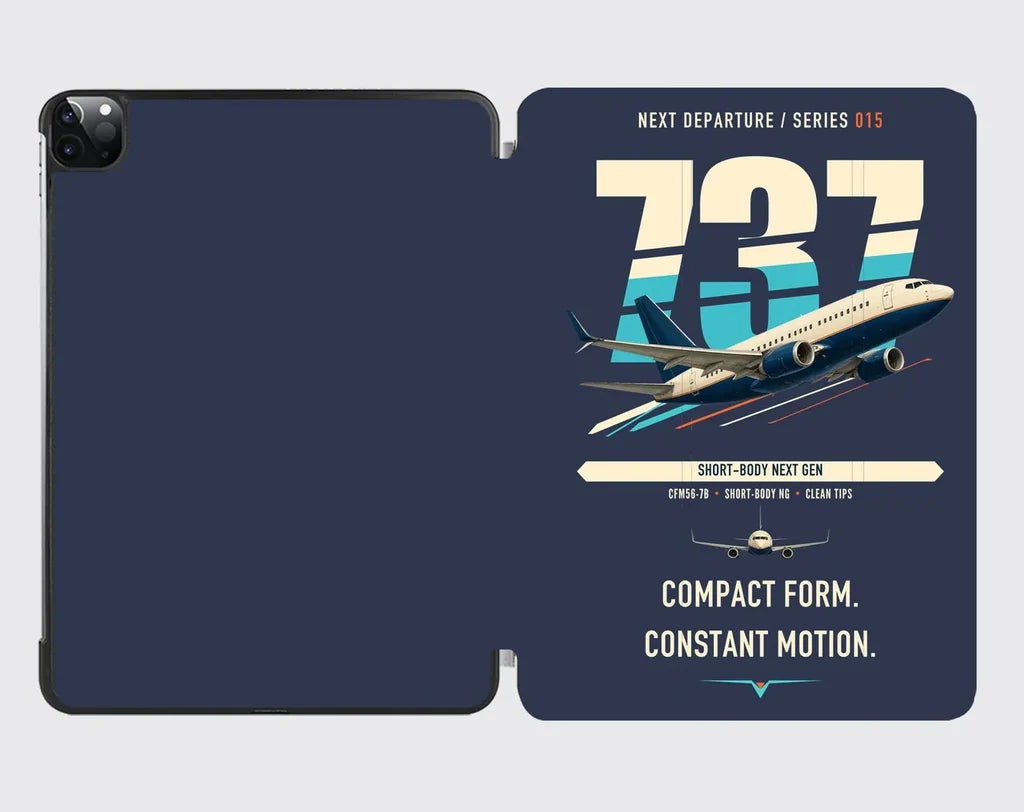 Boeing 737-700 NG design on navy blue ipad tablet case