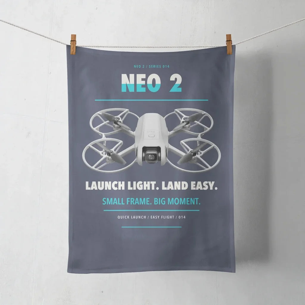 DJI Neo 2 design on navy blue towel