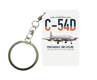 Thumbnail for C-54D Skymaster design on white designed key chain, double-side print