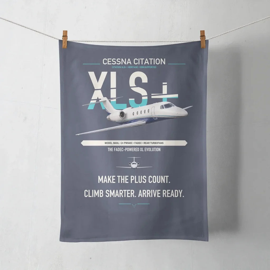 Cessna Citation XLSPlus design on navy blue towel