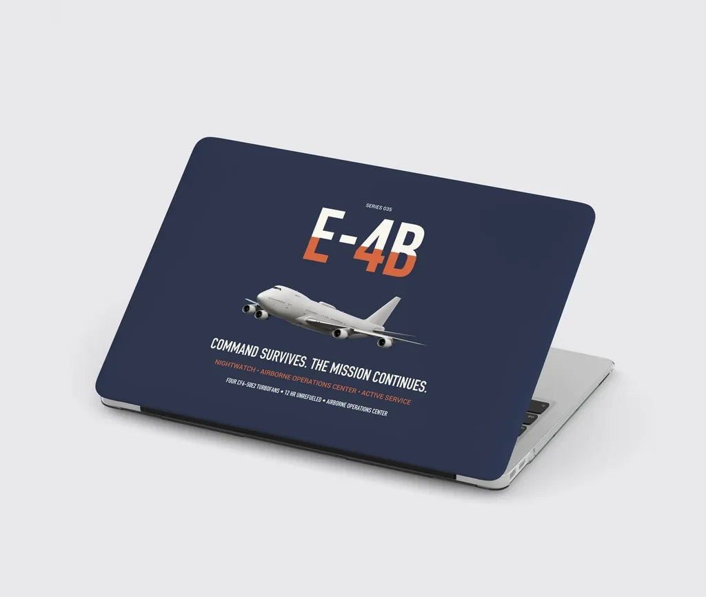 E-4B Nightwatch design on navy blue MacBook case