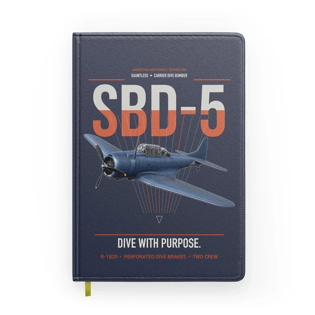 SBD-5 Dauntless design on navy blue notebook