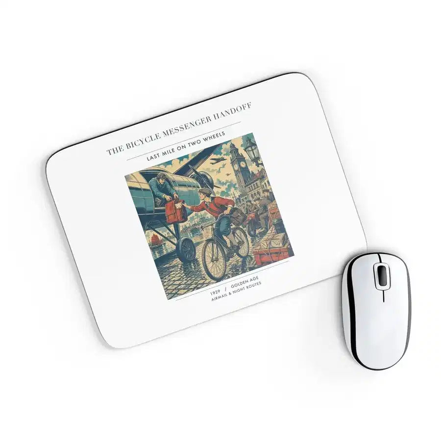 VINTAGE G4311 - The Bicycle Messenger Handoff - Designed Mouse Pads design on white rectangle