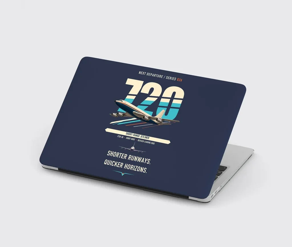 Boeing 720B design on navy blue MacBook case
