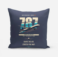Thumbnail for Boeing 787-9 Dreamliner design on navy blue pillow