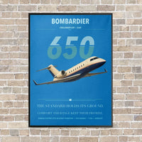 Thumbnail for Bombardier Challenger 650 vertical canvas print - framed - turquoise background