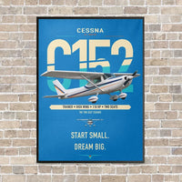 Thumbnail for Cessna 152 vertical canvas print - framed - turquoise background