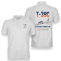 Thumbnail for T-38C Talon design on white double-side polo t-shirt, double-side print