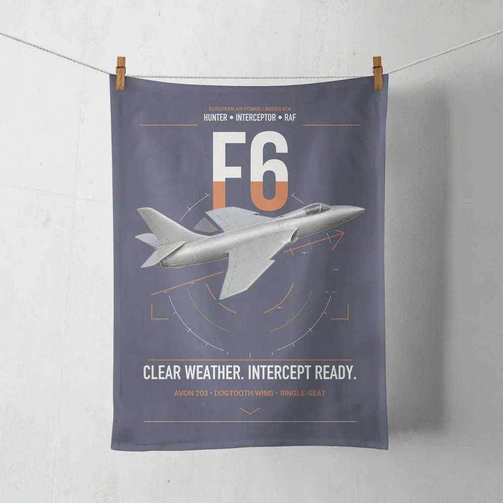 Hawker Hunter F6 design on navy blue towel