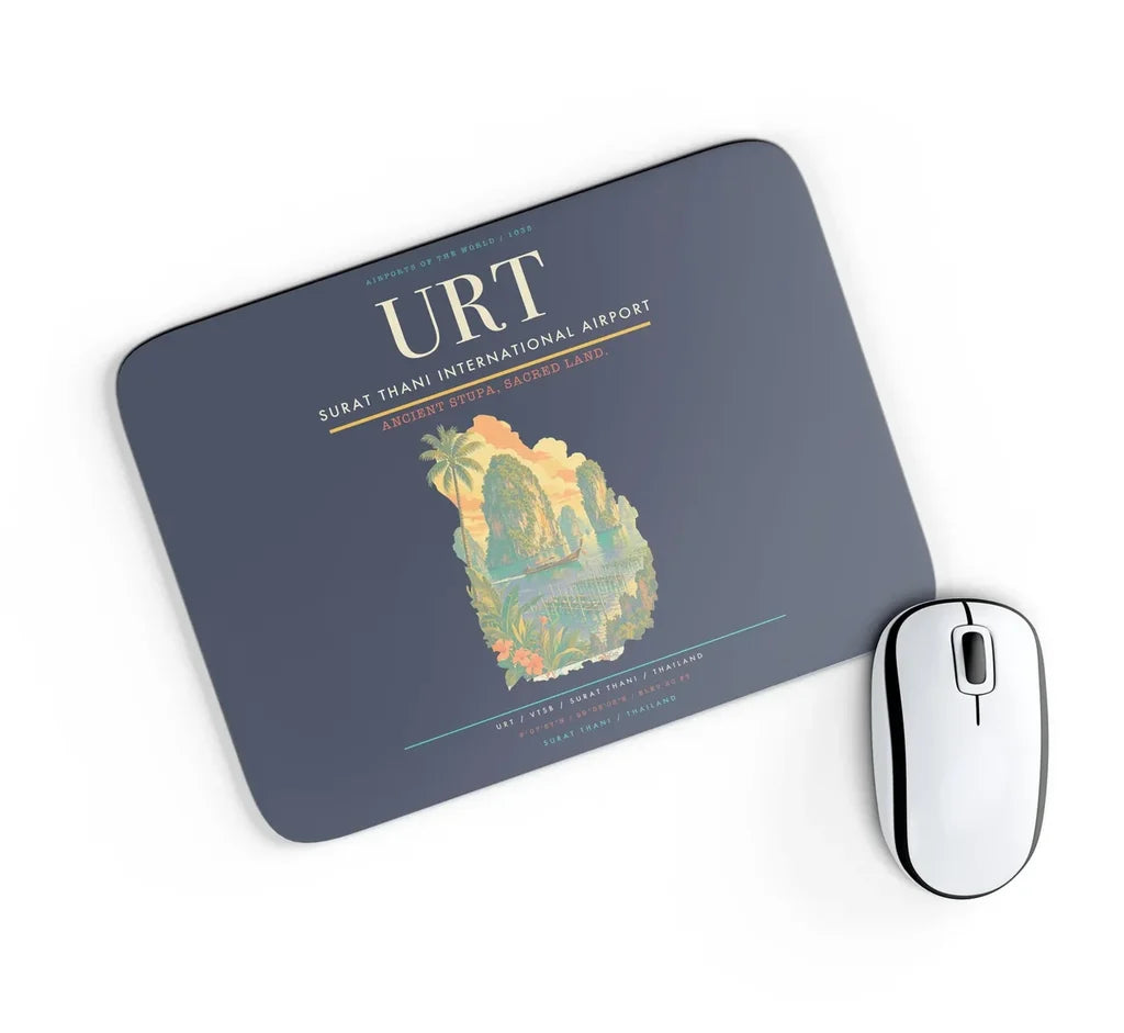 Surat Thani International Airport (URT) design on navy blue rectangle mouse pad