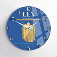 Thumbnail for León Airport (LEN) design on blue no frame wall clock