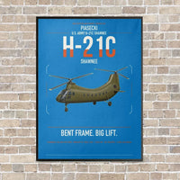 Thumbnail for Piasecki H-21C Shawnee vertical canvas print - framed - turquoise background