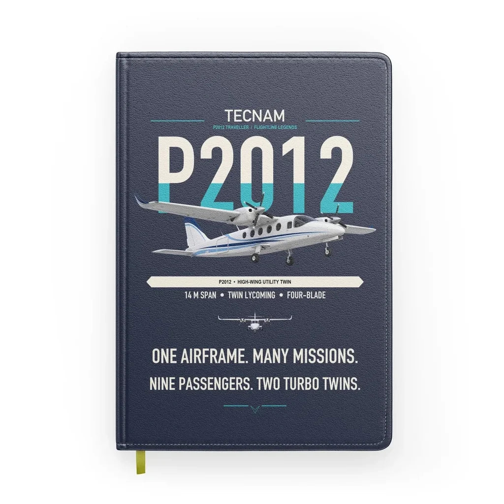 Tecnam P2012 Traveller design on navy blue notebook