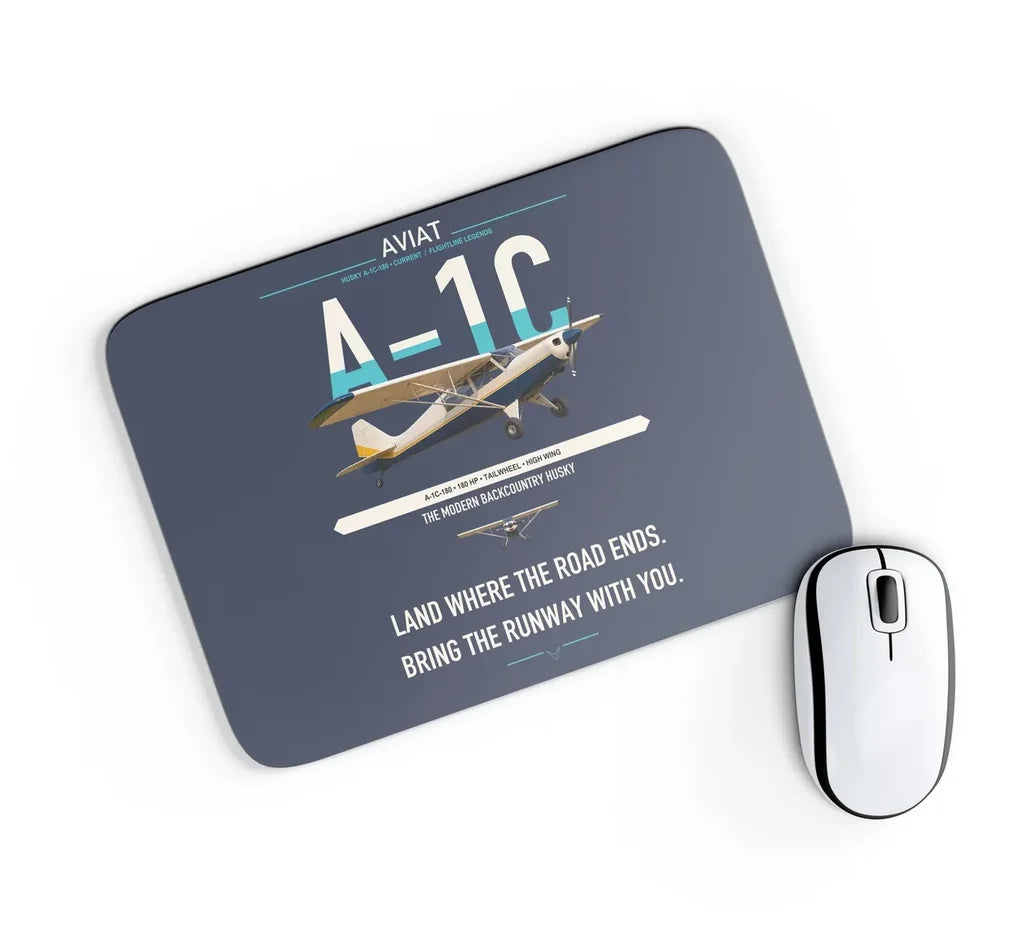 Aviat Husky A-1C-180 design on navy blue rectangle mouse pad