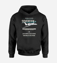 Thumbnail for Cessna Citation Sovereign+ design on black double-side hoodie, single-side print