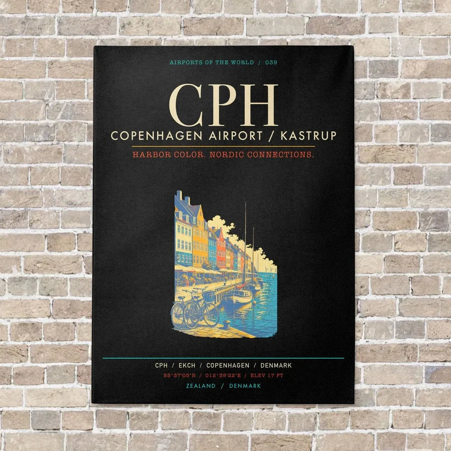Copenhagen Airport Kastrup CPH - Canvas Framed - Black