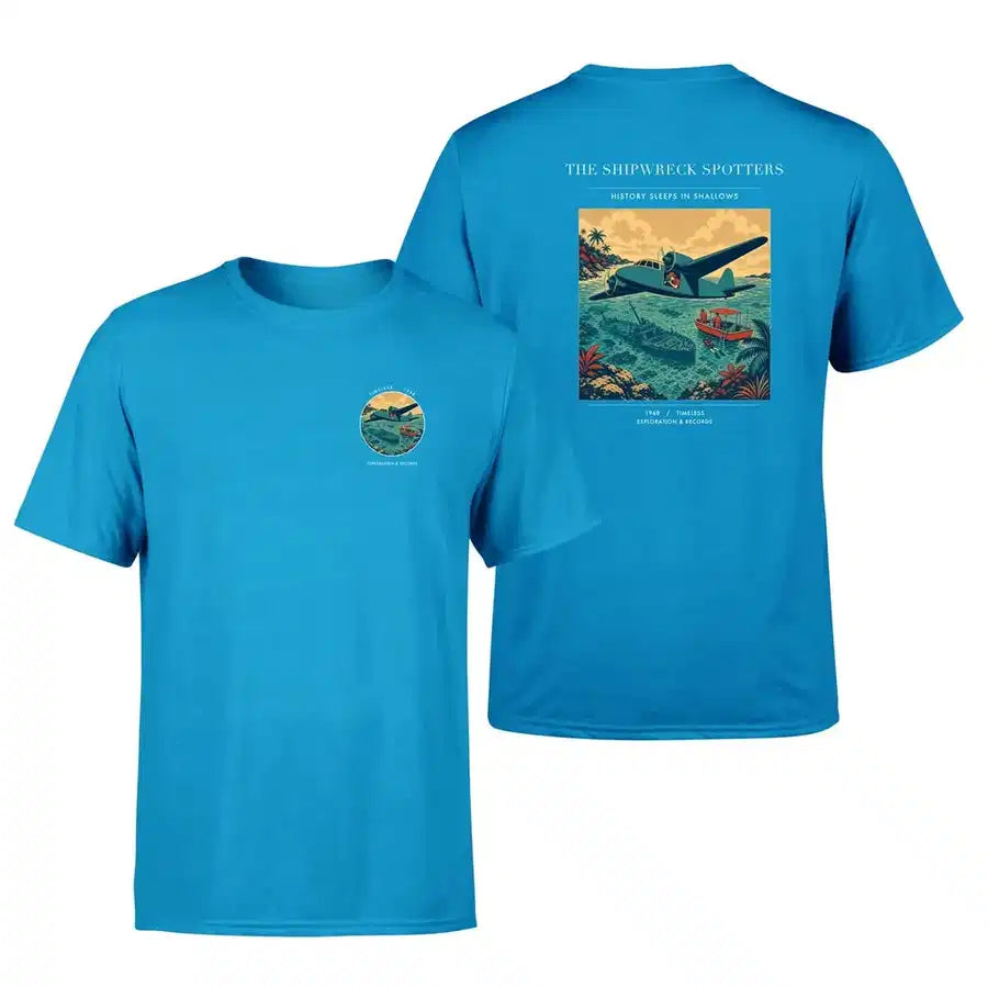 VINTAGE G4369 - The Shipwreck Spotters - Double-Side T-Shirt design on turquoise double side t shirt
