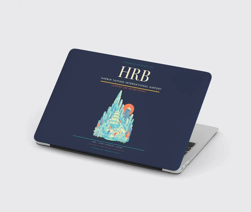 Harbin Taiping International Airport (HRB) design on navy blue MacBook case