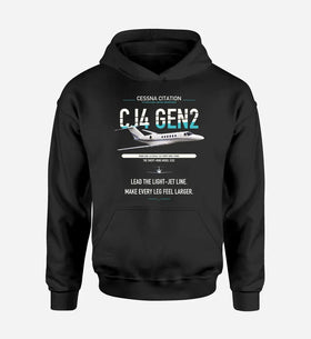 Single-Side Printing — Cessna Citation CJ4 Gen2 Double-Side Hoodie