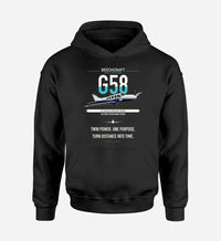 Thumbnail for Beechcraft Baron G58 design on black double-side hoodie, single-side print