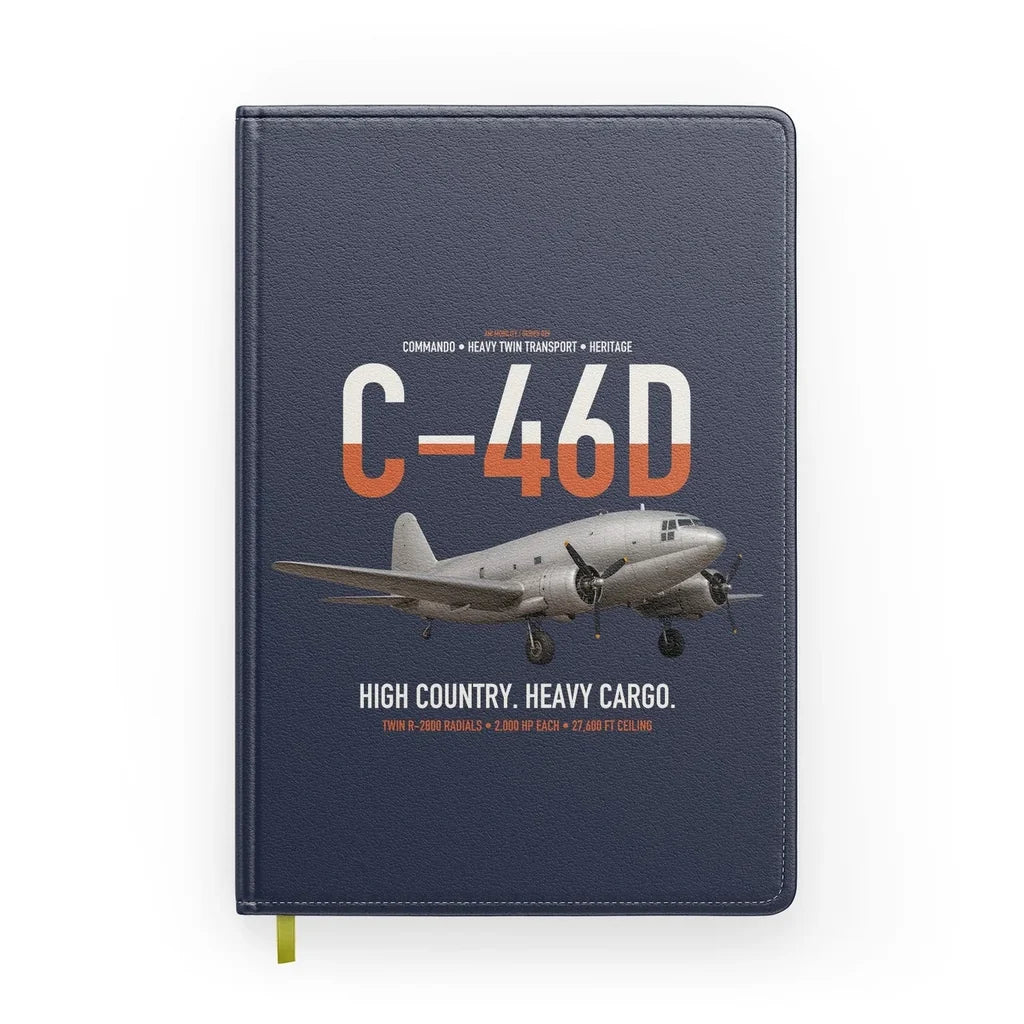 C-46D Commando design on navy blue notebook