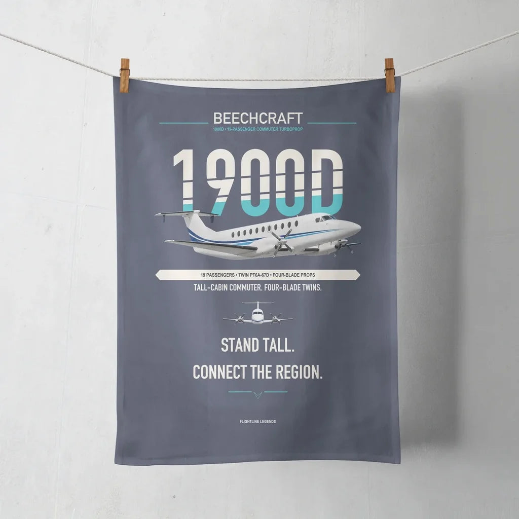 Beechcraft 1900D design on navy blue towel