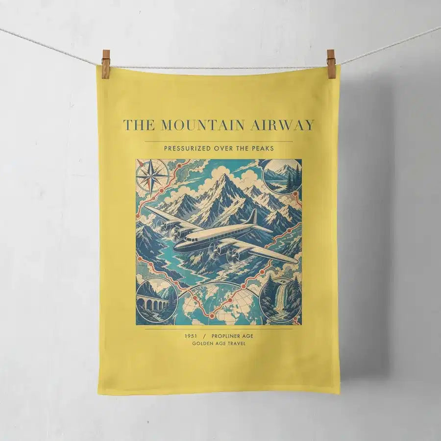 VINTAGE G4083 - The Mountain Airway - Designed Towels design on yellow