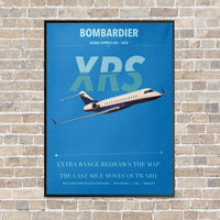 Thumbnail for Bombardier Global Express XRS vertical canvas print - framed - turquoise background