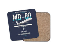 Thumbnail for McDonnell Douglas MD-80 design on navy blue 1 piece coaster