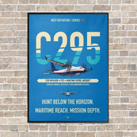Thumbnail for Airbus C295 MPA/ASW vertical canvas print - framed - turquoise background