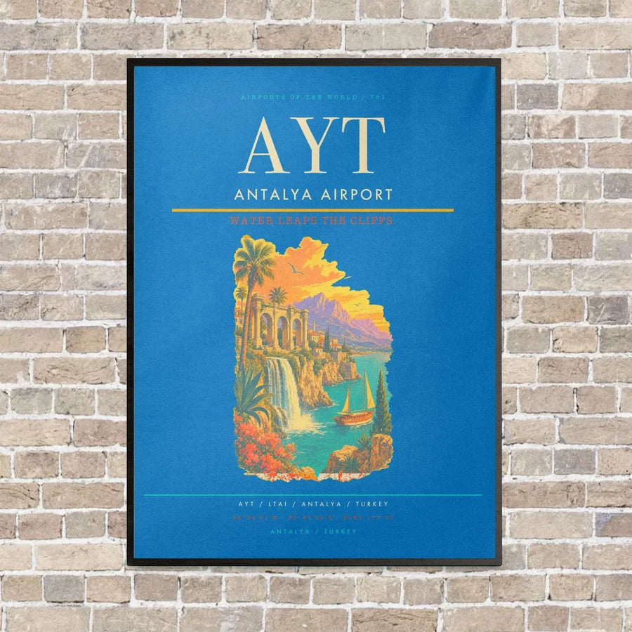 Antalya Airport AYT - Canvas Framed - Turquoise