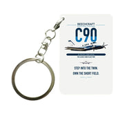 Thumbnail for Beechcraft King Air C90 design on white designed key chain, double-side print