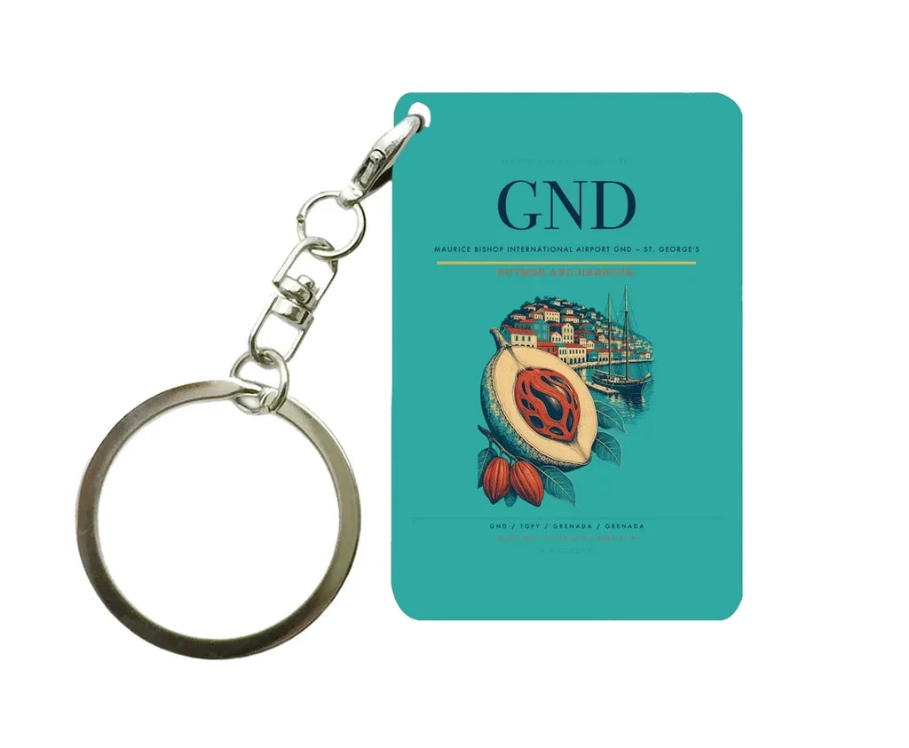 Maurice Bishop International Airport (GND) design on turquoise key chain