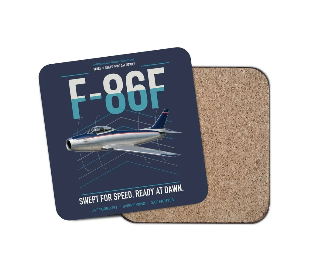 F-86F Sabre design on navy blue 1 piece coaster