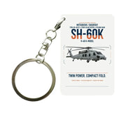 Thumbnail for Mitsubishi Sikorsky SH-60K design on white designed key chain, double-side print