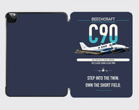 Thumbnail for Beechcraft King Air C90 design on navy blue ipad tablet case