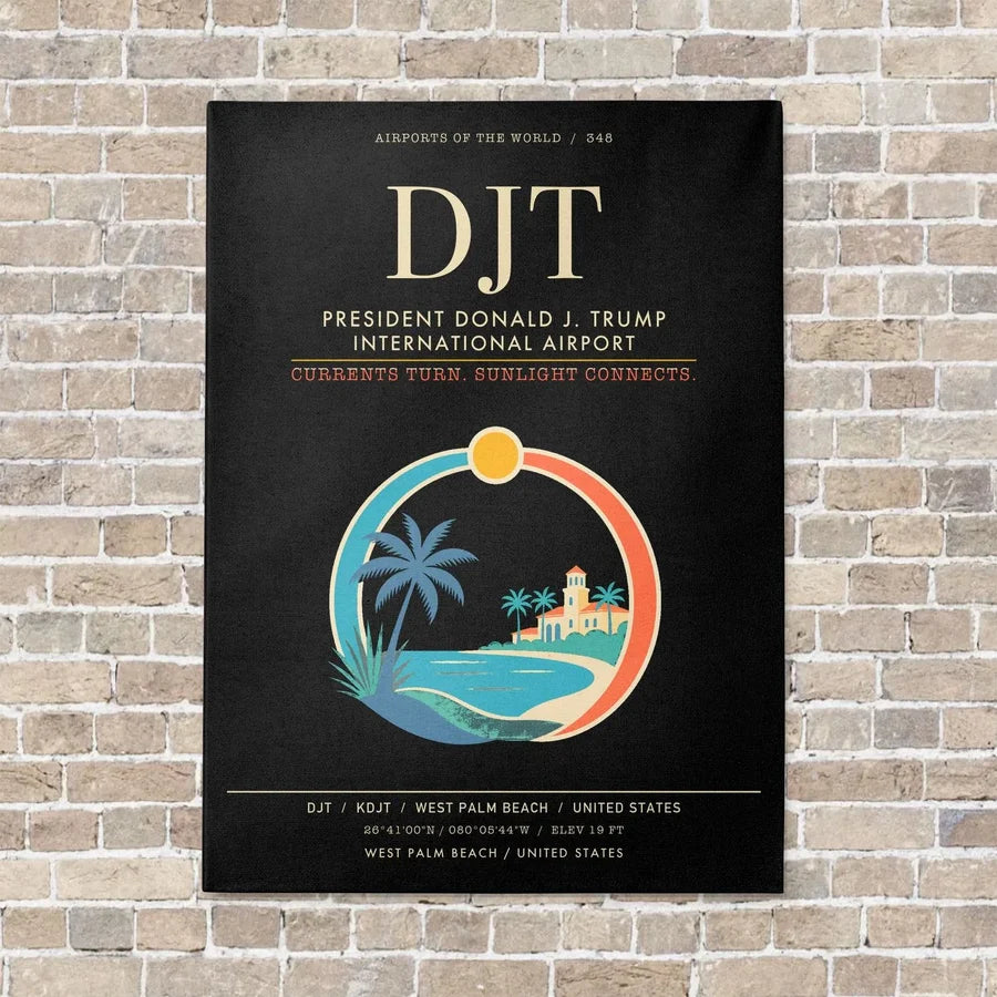 President Donald J. Trump International Airport DJT - Canvas Framed - Black