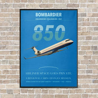 Thumbnail for Bombardier Challenger 850 vertical canvas print - framed - turquoise background