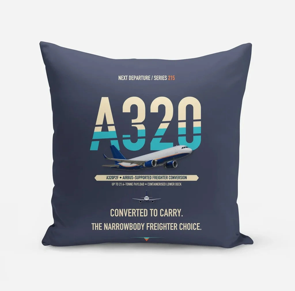 Airbus A320P2F design on navy blue pillow